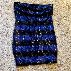 Forever 21 Blue/Black Sequined  Tube top Size large